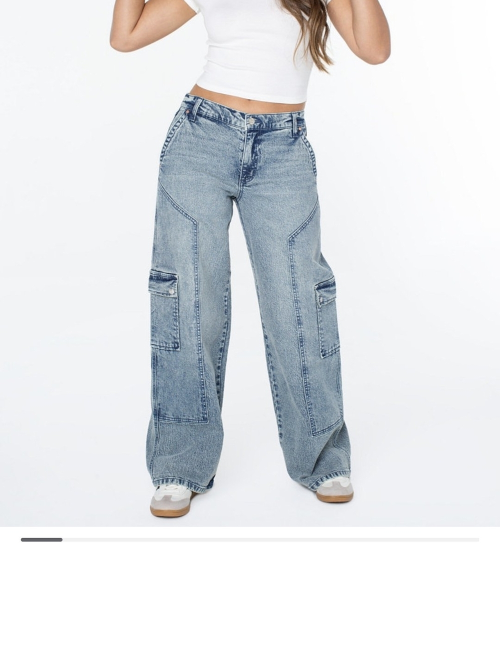 NWT Wide Leg Cargo Denim Jeans - Light Blue